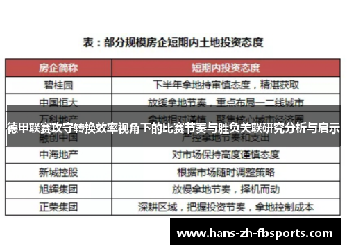 德甲联赛攻守转换效率视角下的比赛节奏与胜负关联研究分析与启示